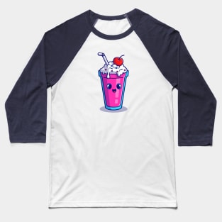 Cute Milkshake With Cherry Cartoon Baseball T-Shirt